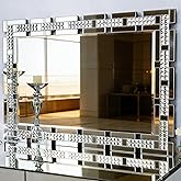 Chende 28" x 40" Large Living Room Mirror for Decor, Crystal Decorative Wall Mirror with Beveled Edge and Glass Frame, Rectan