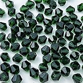 YUEXIGO 500pcs 3mm Bicone Glass Crystal Beads for Jewelry Making, Faceted Bicone Glass Spacer Beads for Bracelet Earring Necklace DIY Craft(Dark Green)