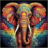 Domnpes Elephant Diamond Art, Diamond Painting Kit for Adults | Elephant Gem Art Kit, 5D DIY Beads Craft Painting for Home Wall Decor, Gift 11.8x11.8 inch