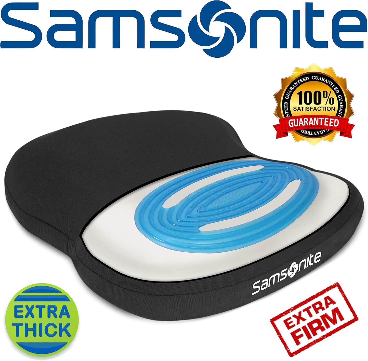 Samsonite SA6020 Extra Firm & Thick Seat Cushion with Cooling Gel