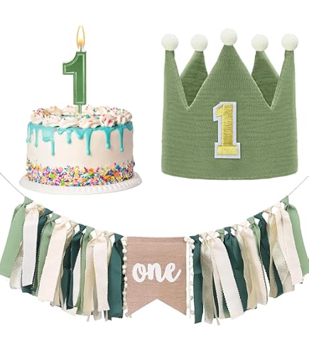 1. Geburtstag Dekoration „Happy 1st Birthday“ – Hochstuhl-Banner Mit Grüner Quaste, Safari-Motiv