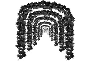 KVCSYAW Black Leaf Garland, 8PCS Halloween Artificial Hanging Fall Leave Maple Vines, Fall Floral Garlands Thanksgiving Decor for Home Wedding Party (47.2FT)