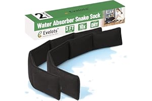 Evelots Water Absorber Snake Sock -2 Pack-Reusable Water Barrier - Absorbs 10 Times its Weight-Great for Leaks & Spills from 
