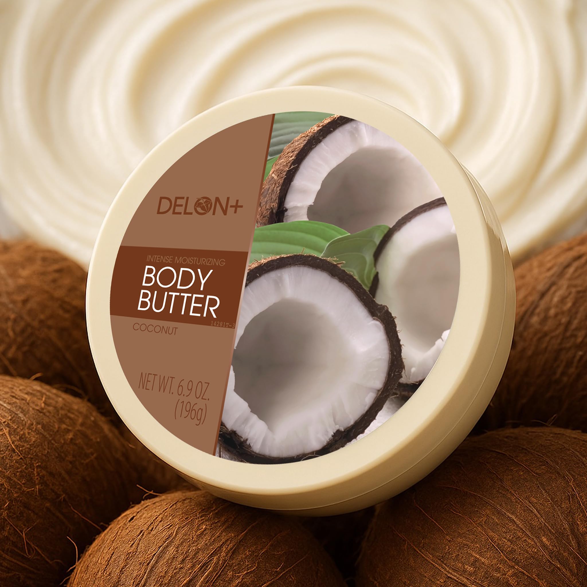 DELON Intense Moisturizing Body Butter, Coconut with Coconut Oil, 6.9 oz (Pack of 4)