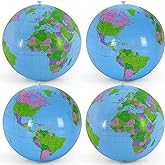 YOTHORN 16 Inch Inflatable Globe,Blow up World Globe Beach Ball,Inflatable Earth Beach Ball for Summer Pool Party,PVC Material