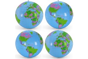 YOTHORN 16 Inch Inflatable Globe,Blow up World Globe Beach Ball,Inflatable Earth Beach Ball for Beach Playing or Teaching,Party Bags,Summer Pool Party,PVC Material