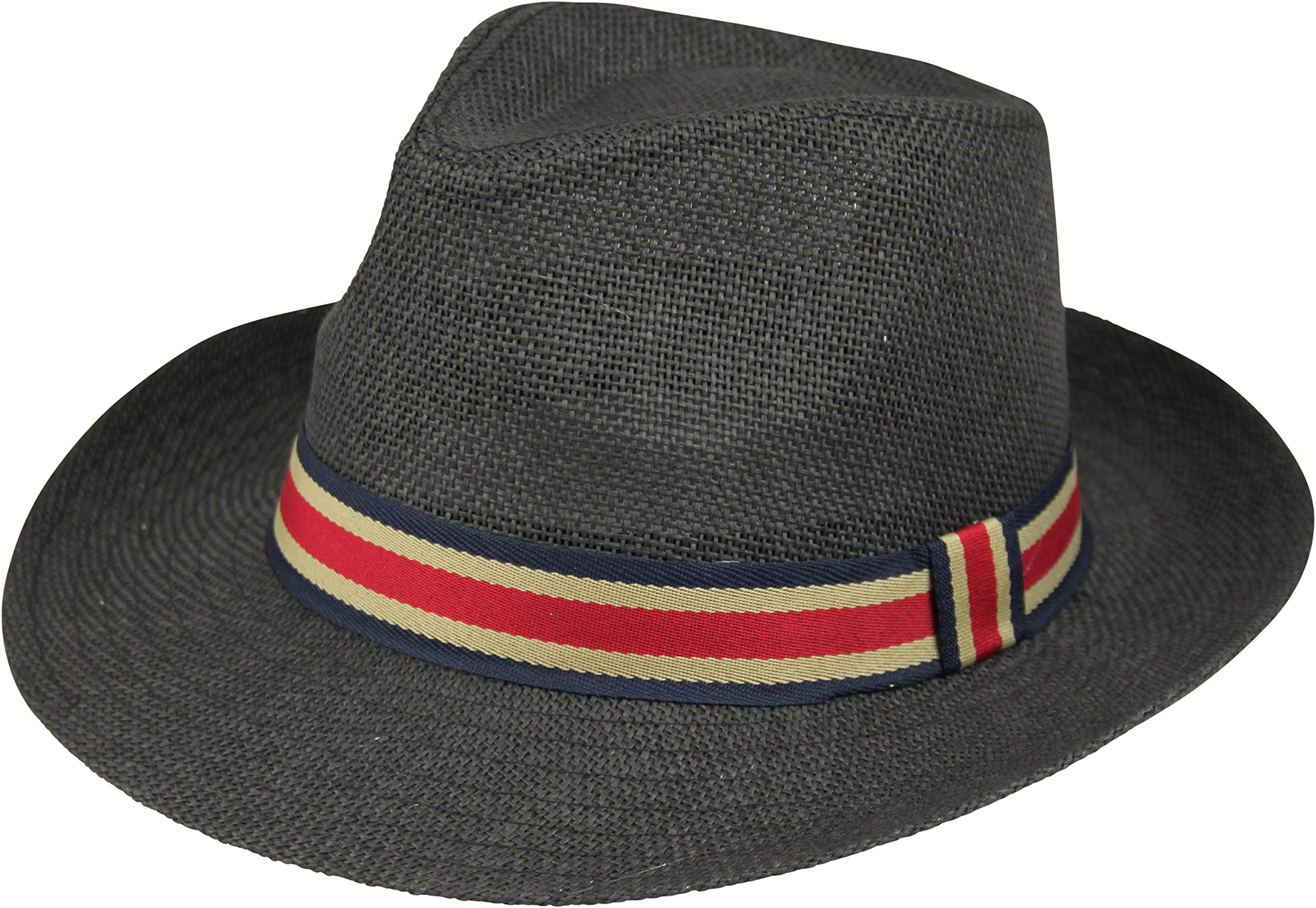 By Neki Mens Trilby Hat with Contrasting Striped Hat Band