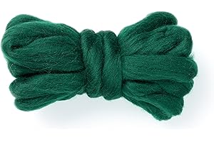 Kondoos Natural Wool roving, 2 OZ. Best Wool for Needle Felting and Wet Felting, handcrafts and DIY Spinning Projects, Wool Felting Supplies. Dyed Colors. (English Green, 2 oz)