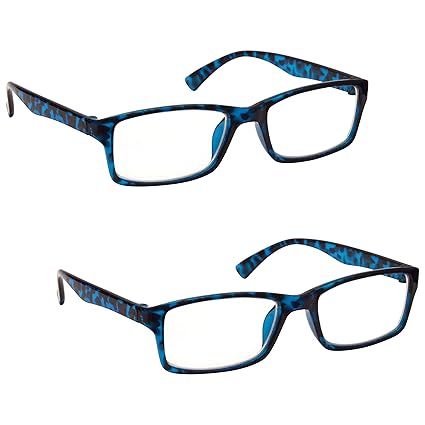 Die Lesebrille Unternehmen Blau Schildpatt Leser Wert 2er-Pack Designer Stil Herren Frauen RR92-3 Dioptrien +1,00