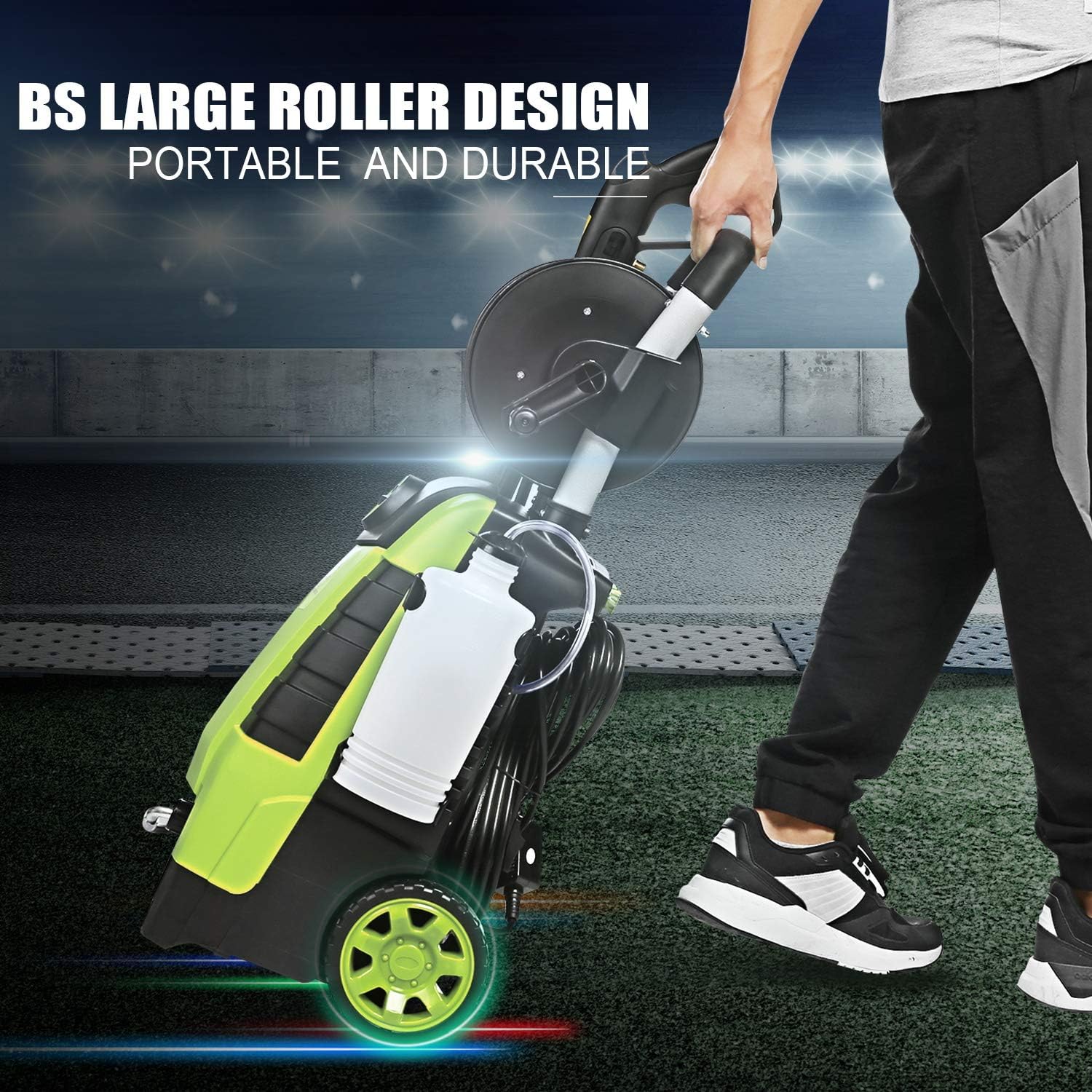 TEANDE 3800PSI Electric Pressure Washer, 2.8GPM High Pressure Power Washer 1800W Machine for Cars Fences Patios Garden Cleaning Hose Reel : Garden & Outdoor