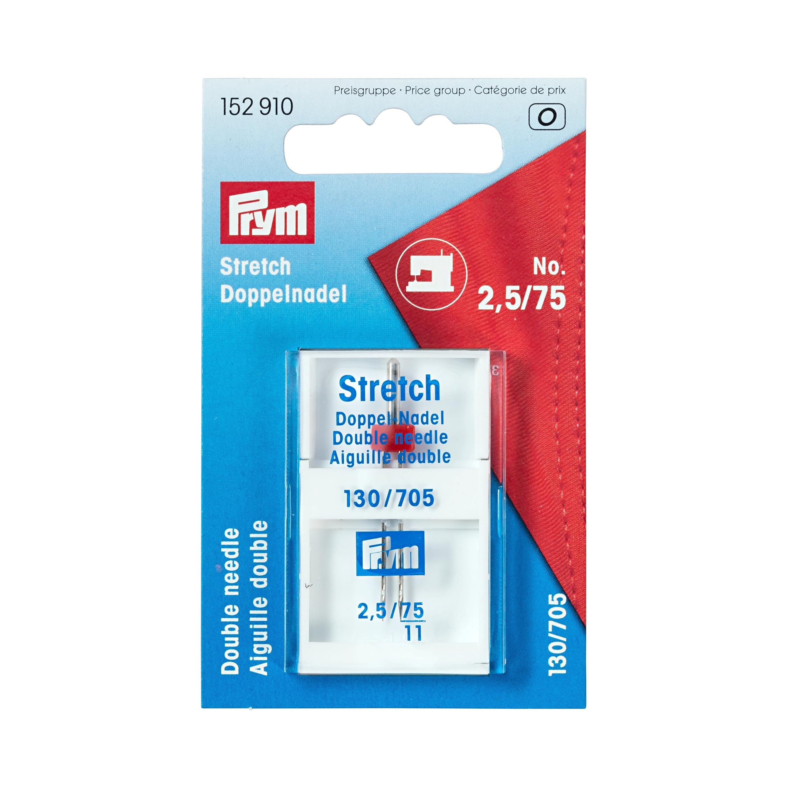 Prym Double Sewing Machine Needles Sys. 130/705 Stretch 75/2.5, Silver