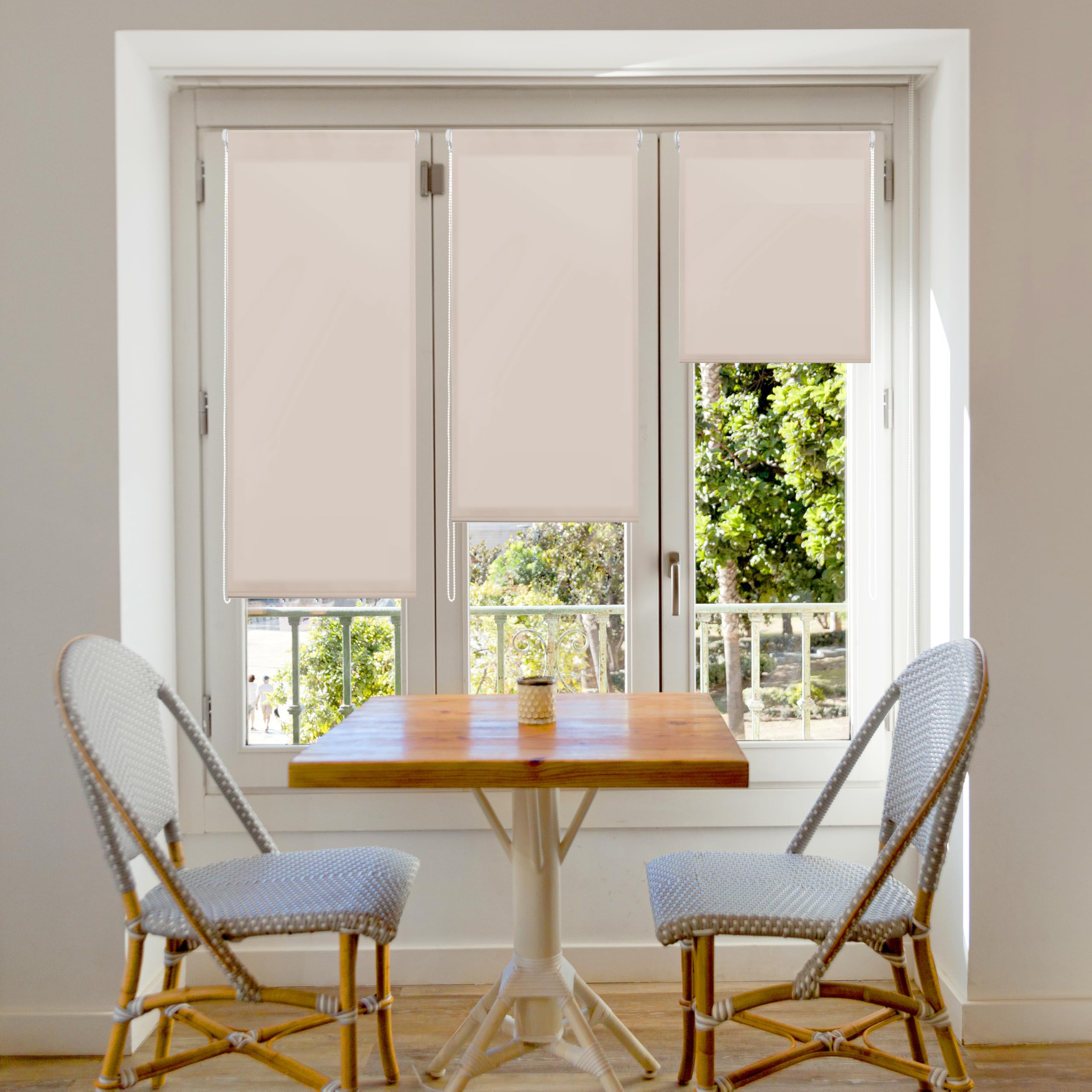 Blindecor Plain - Aure “No Tools Required”. Translucent Roller Blind, Light Brown, 107x180 cm (width x height)
