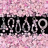 200-260PCS TINKRSTUFF Assorted Acrylic Beads Pink Cute Beads for Bracelet Making, Flower Bow Butterfly GummyBear Kawaii Charms, Aesthetic Bead for Necklace Keychain Jewelry Making DIY Phone Charm