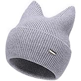 jaxmonoy Winter Cute Cat Ear Knitted Beanie Hats for Women and Men Soft Warm Knit hat Ladies Skull Beanies Cap