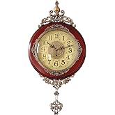 Vintage Wall Clocks For Living Room Battery Operated Silent Wood Wall Clock | 25.2" Hx12.6 W,Non Ticking,Pendulum,Analog,Retro Decoration Large Wall Clock For Kitchen Bedroom Farmhouse Office,Accurate