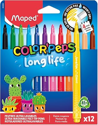 - 12 Feutres Color Pep's Long Life - Lavable - Fourniture Scolaire