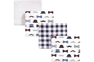 Little Treasure Unisex Baby Cotton Flannel Receiving Blankets, Handsome Fella 4-Pack, One Size