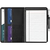 Gorbado A5 Padfolio Business Portfolio Folder,Junior Size Document Folder Organizer, Padfolio with Interior Pocket and Pen Loop, 5 x 8 Writing Pad Included