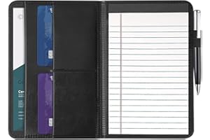 Gorbado A5 Padfolio Business Portfolio Folder,Junior Size Document Folder Organizer, Padfolio with Interior Pocket and Pen Loop, 5 x 8 Writing Pad Included