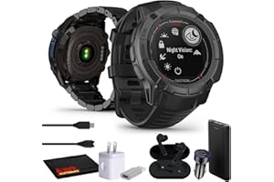 Garmin Instinct 2X Solar - Tactical Edition Black, Rugged Outdoor GPS Smartwatch for Men, Solar Charging Capability, Ballistics Calculator Built-in Flashlight Smart Watch Bundle with Accessories