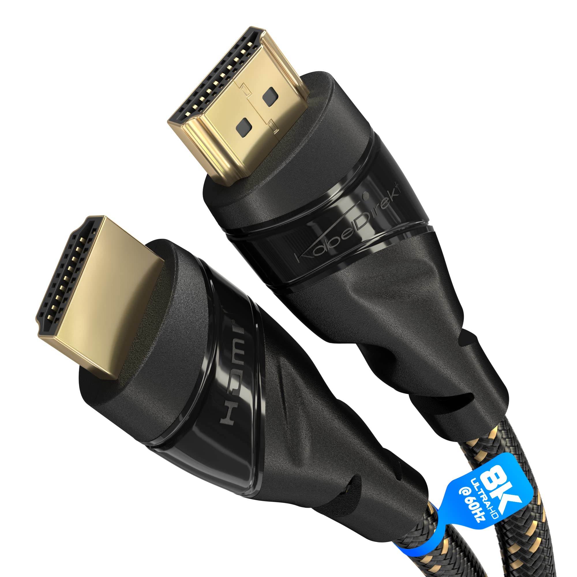 HDMI Cable 8K / 4K – with A.I.S Shielding, Nylon braiding – 1m – Designed in Germany (supports all HDMI devices like PS5/Xbox/Switch – 8K@60Hz, 4K@120Hz, High Speed, black) by CableDirect