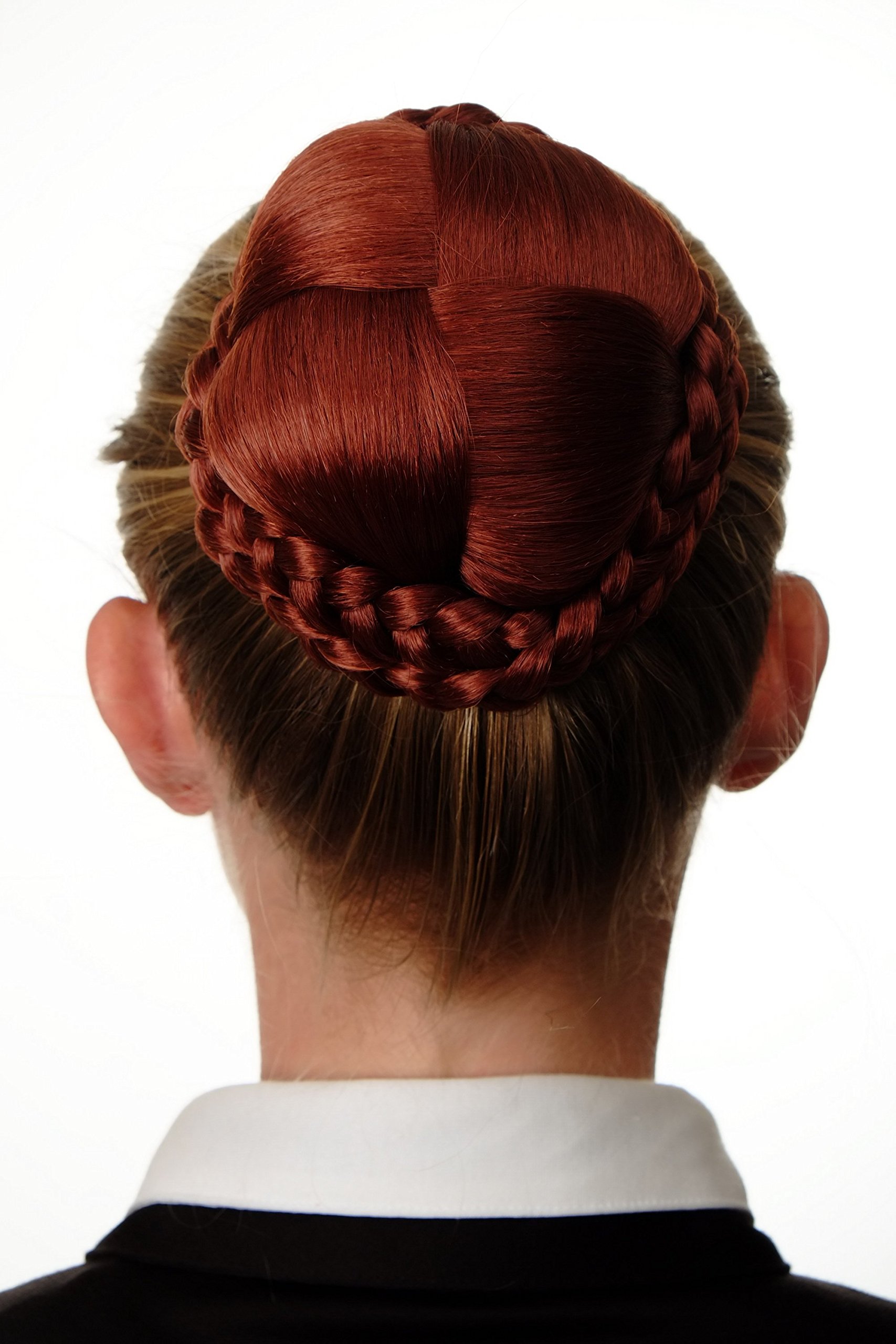 WIG ME UP - N796-350 Hairbun Hairpiece bun hair knot braided elaborate braided plaited rim traditional custom dark copper red