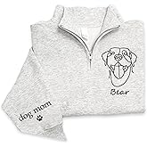 Chillever Personalized Embroidery Sweatshirt With Dog Photo for Women, Custom Dog Mom Sweatshirt, Dogs Mom Gifts