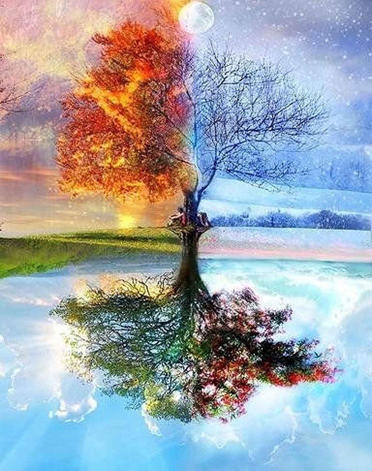 DIY Oil Painting by Number Kit, Paint by Number Kits Colorful Canvas Painting Paintworks Wall Art Picture Drawing with Brushes 16 * 20 inch Christmas Decor Decorations Gifts