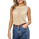 CUPSHE Summer Crochet Tank Tops for Women 2026 Casual Crewneck Hollow Out Loose Knit Sleeveless Vest Top Trendy