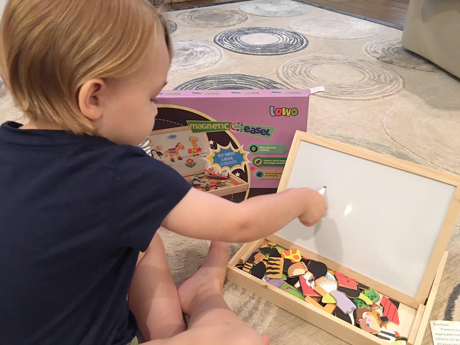 Lewo Wooden Educational Toys Magnetic Art Easel Animals Wooden Puzzles Games for Kids: Toys & Games