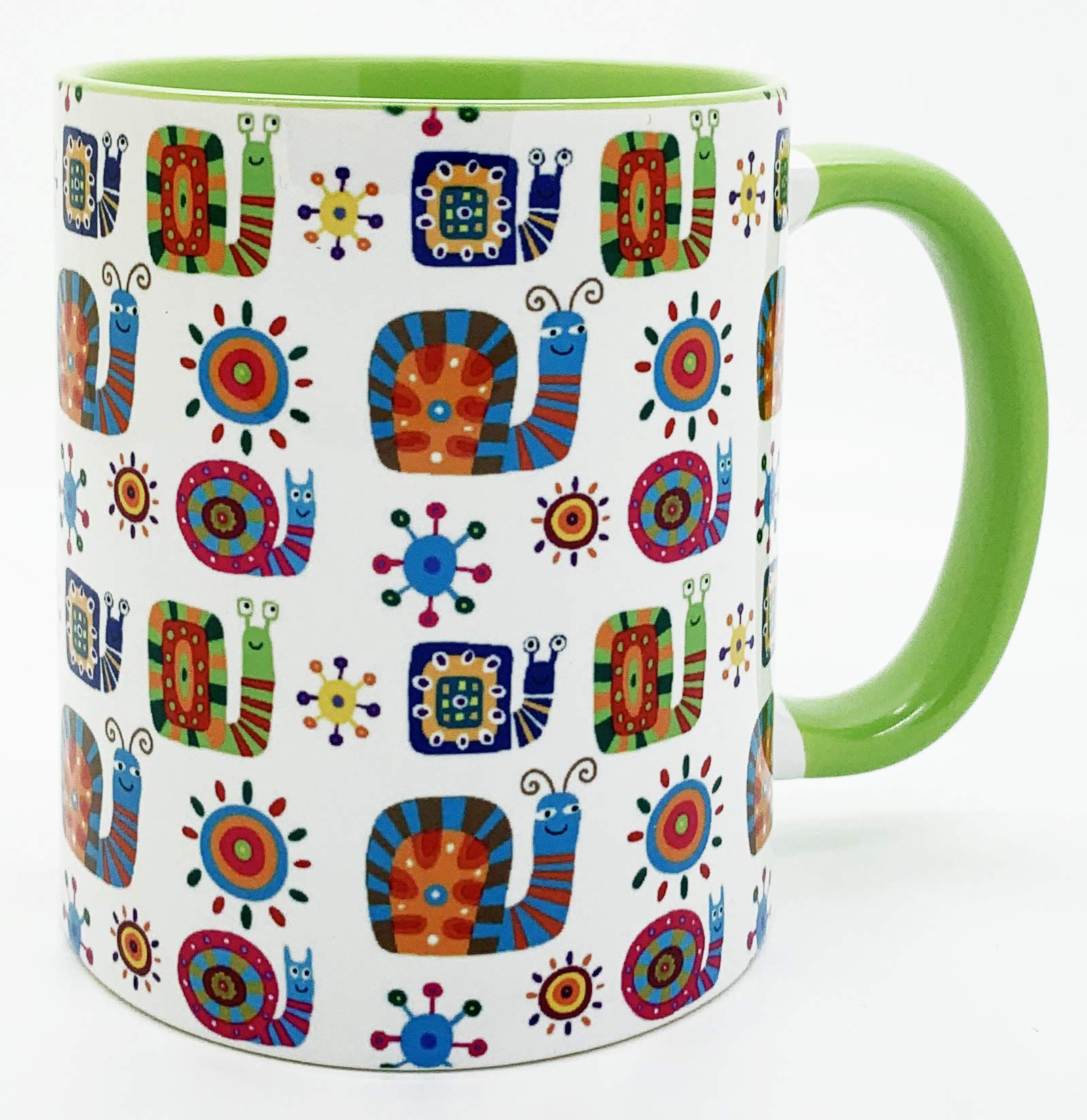 Half a Donkey The Snail Trail Ceramic Mug with Green Inner and Handle 310ml (11oz)