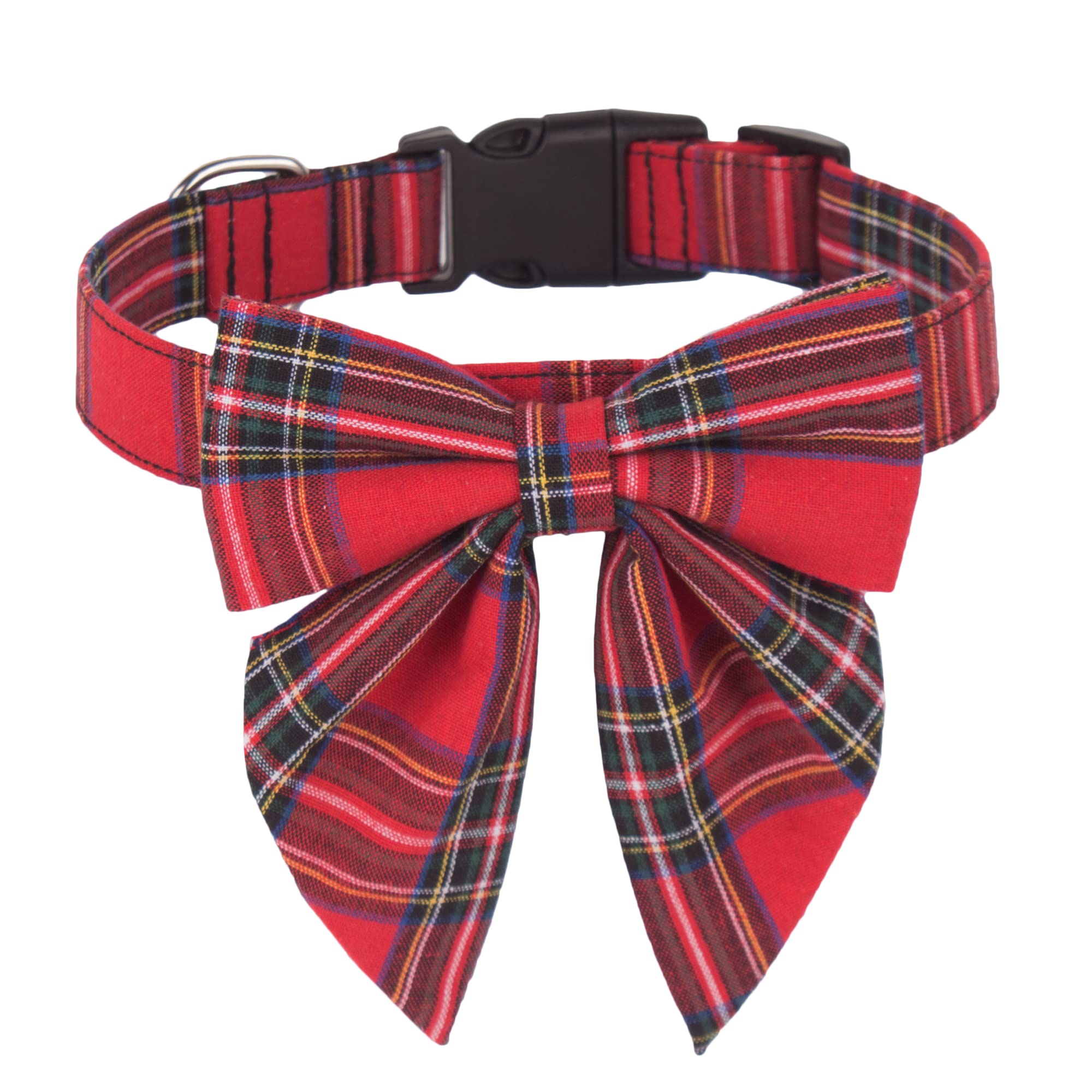 Photo 1 of ADOGGYGO Christmas Dog Collar with Bow, Adjustable Cotton Red Plaid Bowtie Dog Christmas Collars for Small Medium Large Dogs Pets (Small, Xmas)