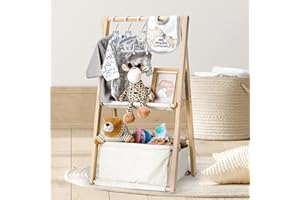 GiftAmaz Wooden Baby Shower Crate Closet, Double-Layered Baby Basket for Nursery, Baby Storage Crate with Hangers, Newborn Ba