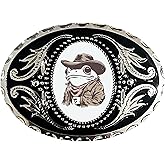 Belt Buckle Vintage Frog Western Style Belt Buckles Oval Western Wear for Cowboy Country Accessory Black Silver