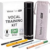 VOICE FLEX Pro Vocal Trainer for Singing - Voice Training Straws Set | SOVT Voice Trainer, Metal Case / Water Bottle, Training Website, Gift for Singers, Vocal Warm Up Tool, Vox Bubbling Tube