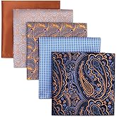 SHLAX&WING 5 Pieces Assorted Mens Silk Pocket Square Set Handkerchiefs