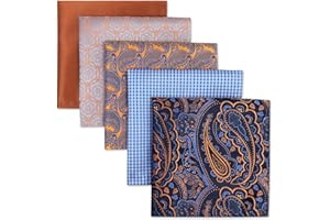 S&W SHLAX&WING SHLAX&WING 5 Pieces Assorted Mens Silk Pocket Square Set Handkerchiefs