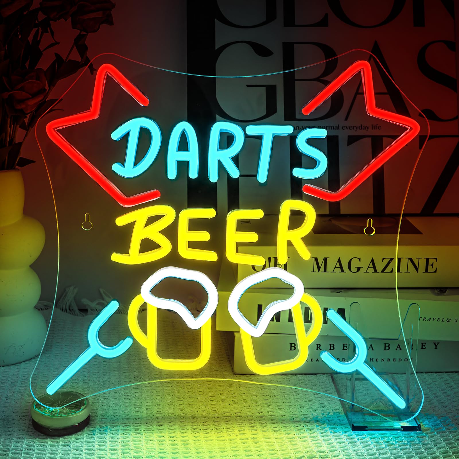 SIGNSHIP Dart Neon Schild Dimmbar Darts Bar Led Schild USB Schnittstelle Dart Neon Sign Darts Game Led Schild für Wand,Leuchtreklame für Spielzimmer Kneipe Heim Bar Club Männerhöhle Party Dekor