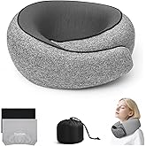 ThreeHome Travel Pillows for Airplanes, 100% Pure Memory Foam Neck Pillow with Skin-Friendly Silk Cover, Ergonomic Support, Washable Cover, Eye Mask, Earplugs, Ideal Neck Pillow for Flight Trips