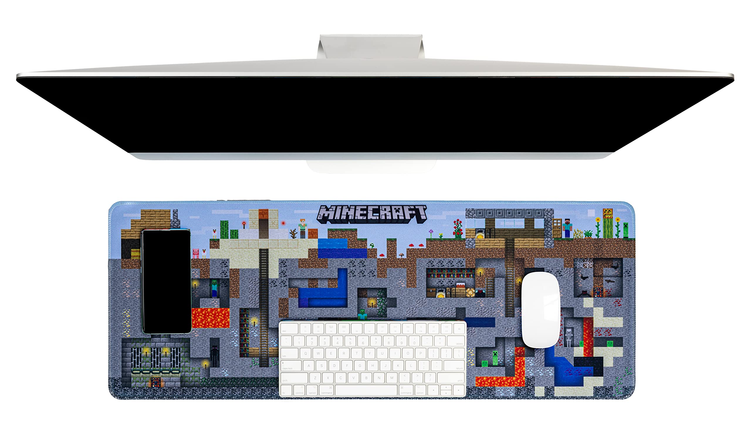Paladone Minecraft Mining World Large Gaming Mouse Pad for Desk Keyboard Mousepad Non-Slip