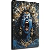 Goddess Kali Maa Canvas Wall Art, Hindu Goddess Kali Mata Framed Poster for Room Aesthetic Ready To Hang (Framed,08&times;12 inch)