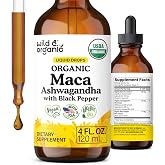 USDA Organic Maca Root Ashwagandha Drops for Men and Women - 4 fl oz | Active Lifestyle for Men &amp; Women - Energy &amp; Mood Support - Liquid Maca Ashwagandha Supplement - Peruvian Extract Tincture