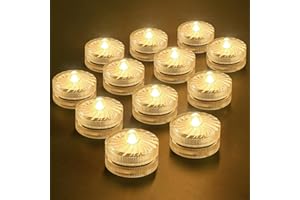HL Submersible LED Light,Warm White Small LED Light,100 Hours Waterproof Flameless Led Lights Battery Powered for Wedding Home Vase Festival Party Decoration 12pcs (Built-in 24 Batteries)