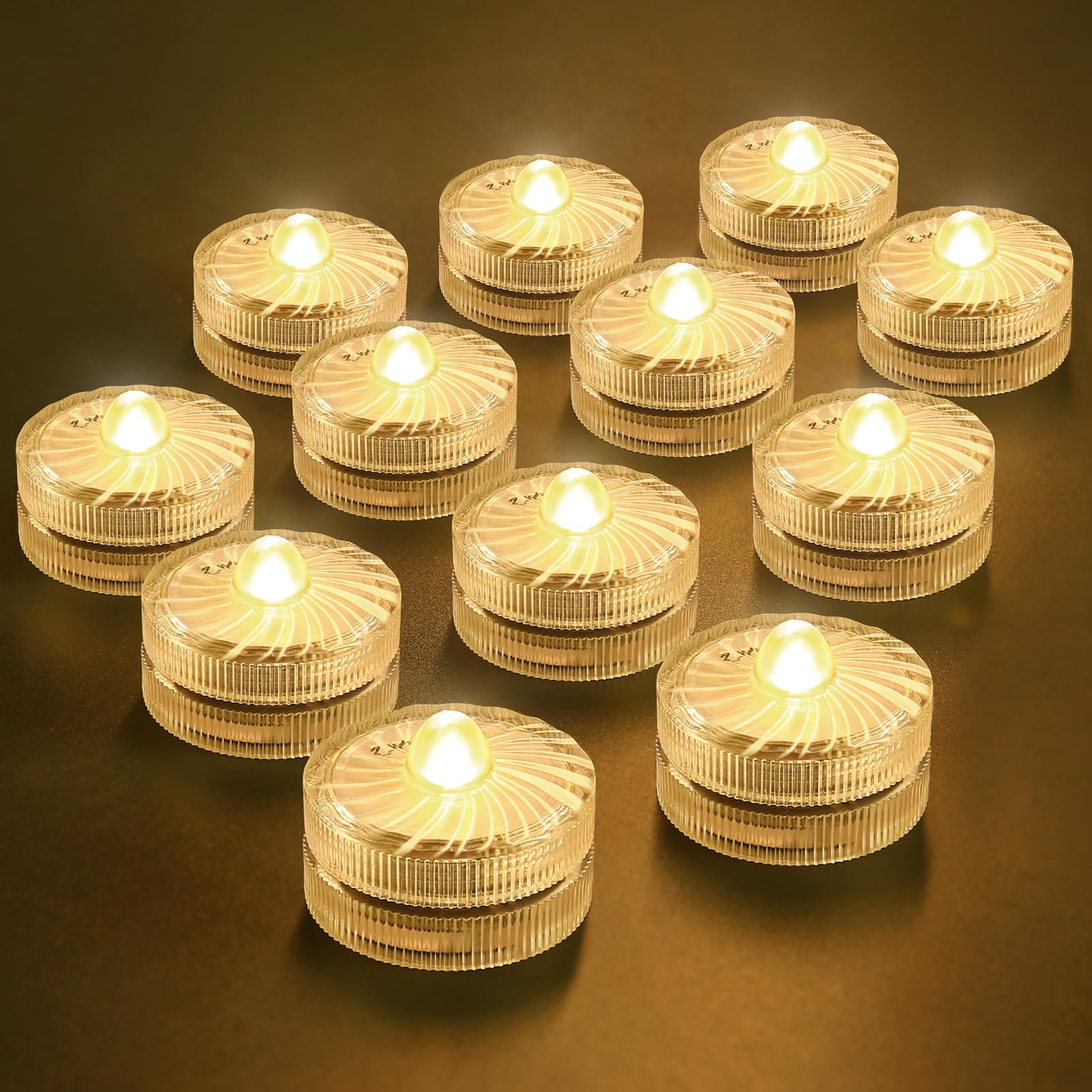 Photo 1 of HL Submersible LED Light,Warm White Small LED Light,100 Hours Waterproof Flameless Led Lights Battery Powered for Wedding Home Vase Festival Party Decoration 12pcs (Built-in 24 Batteries)