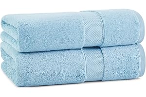 Aston & Arden Egyptian Bath Towels - (Pack of 2) Oversized Ultra Soft Thick & Absorbent, 100% Ringspun Egyptian Cotton Bathroom Towel for Spa, Hotel, 600 GSM, 30 x 54 in, Blue