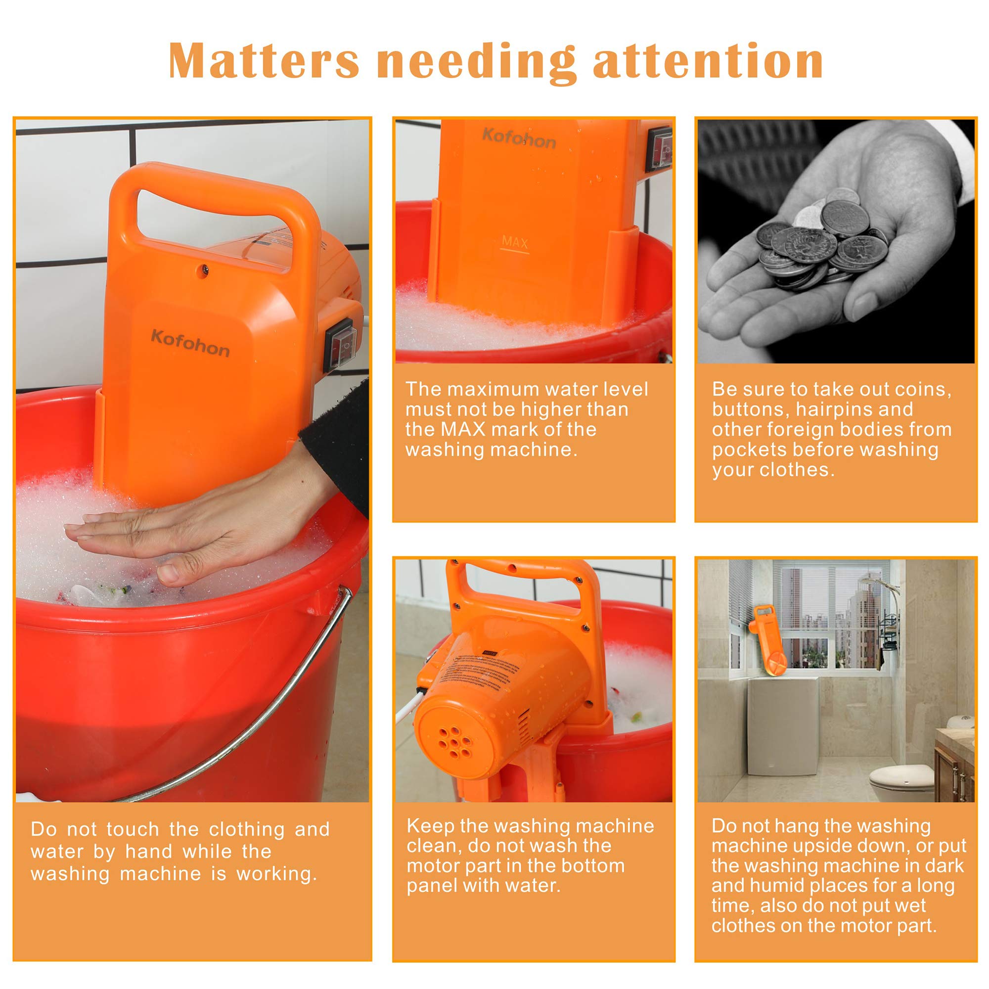 KOFOHON Portable Washing Machine Small Mini Hand Compact Semi Automatic Washer Laundry Perfect for Home Apartment Dorm RV Camping Travel Trip Outdoor Indoor for 6.5Lbs Washing Capacity