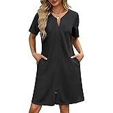 Ekouaer Women Zipper Robes Waffle Short Bathrobe Lightweight House Coat with Pockets Soft Nightgown S-3XL