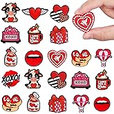 JarThenaAMCS 12Pcs Valentine Silicone Focal Beads Red Love Heart XOXO Loose Rubber Beads for Wedding Anniversary DIY Crafts Pen Keychain Making