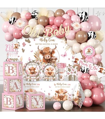 Highland Cow Diaper Raffle Game Set - 51 Pcs Baby Shower Decorations With Tickets & Box