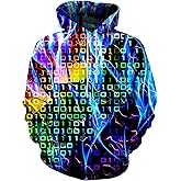 Linnhoy Unisex 3D Printed Hooded Sweatshirt Casual Pullover Hoodie with Big Pockets